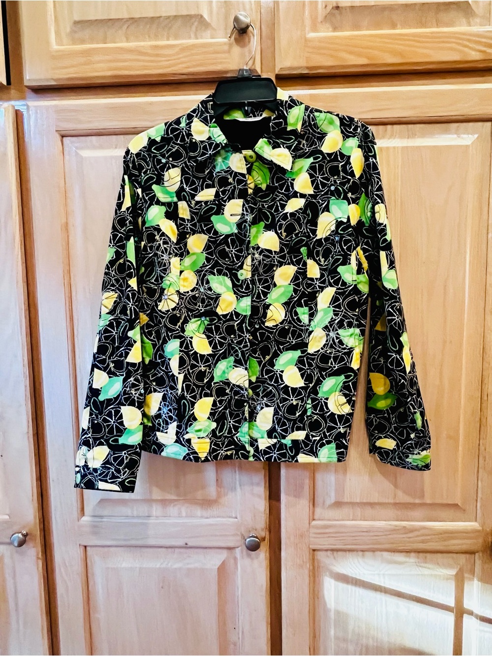 Laura Ashley Black Lemon-Print Button Jacket